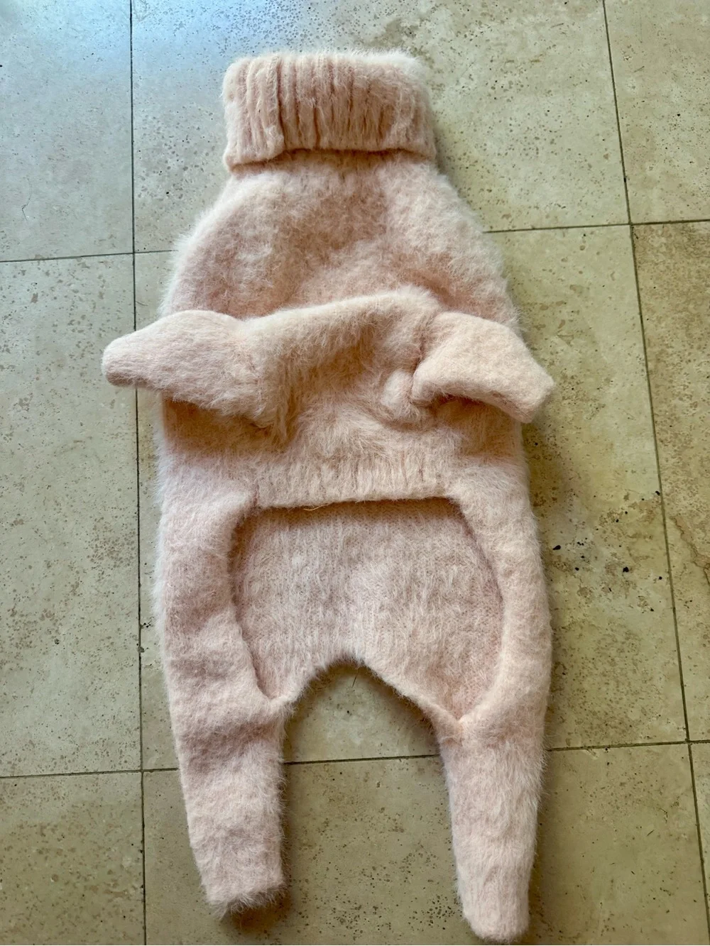 Soft Pink Fuzzy Dog One-Piece Romper